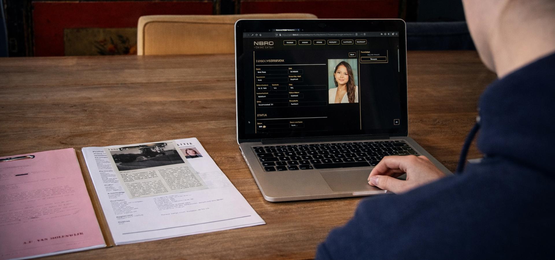 Online moorddossier onderzoeken met dossierstukken en een kaart